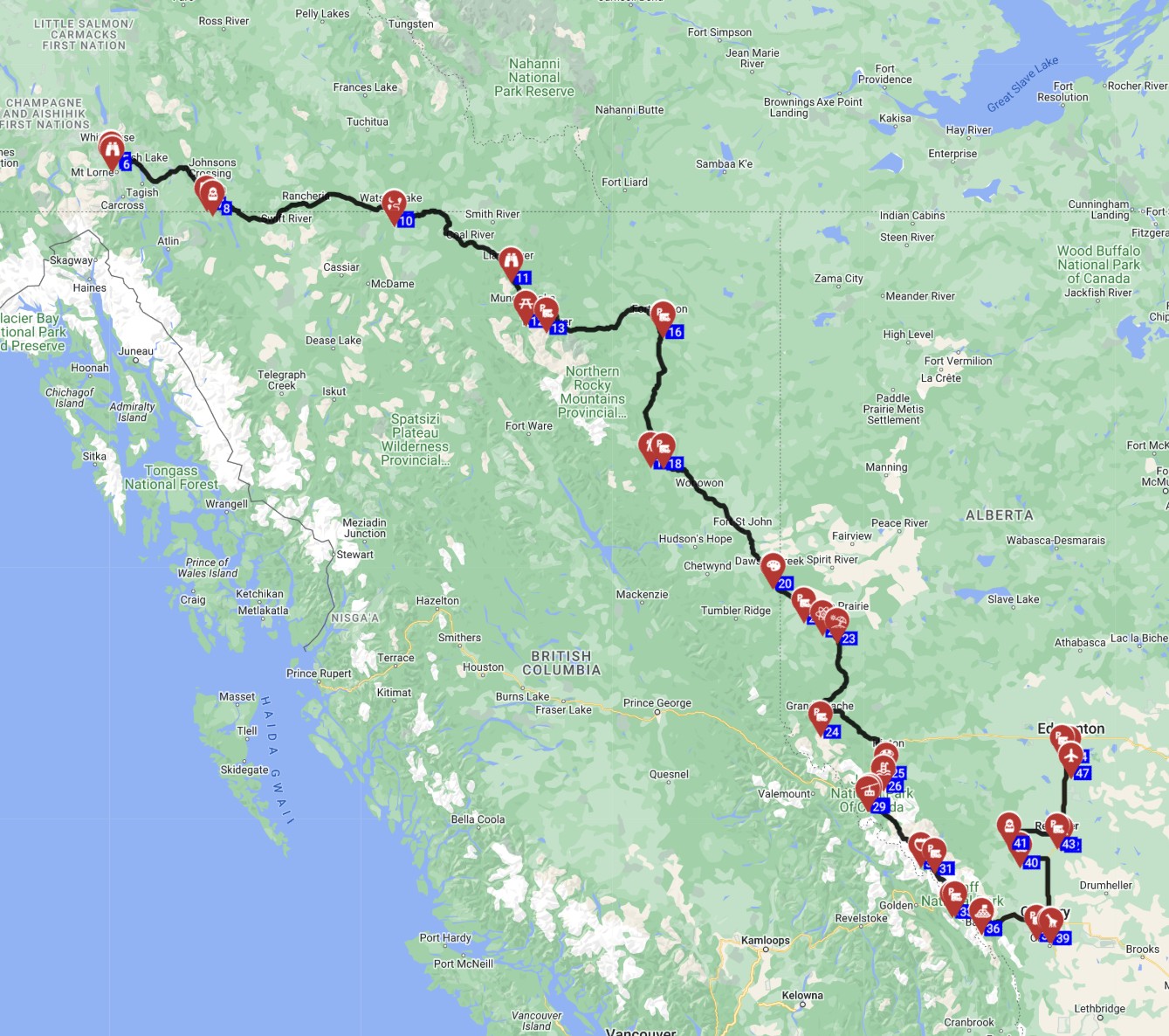 RV trip for beginners in Canada from Whitehorse to Edmonton motorhome trip